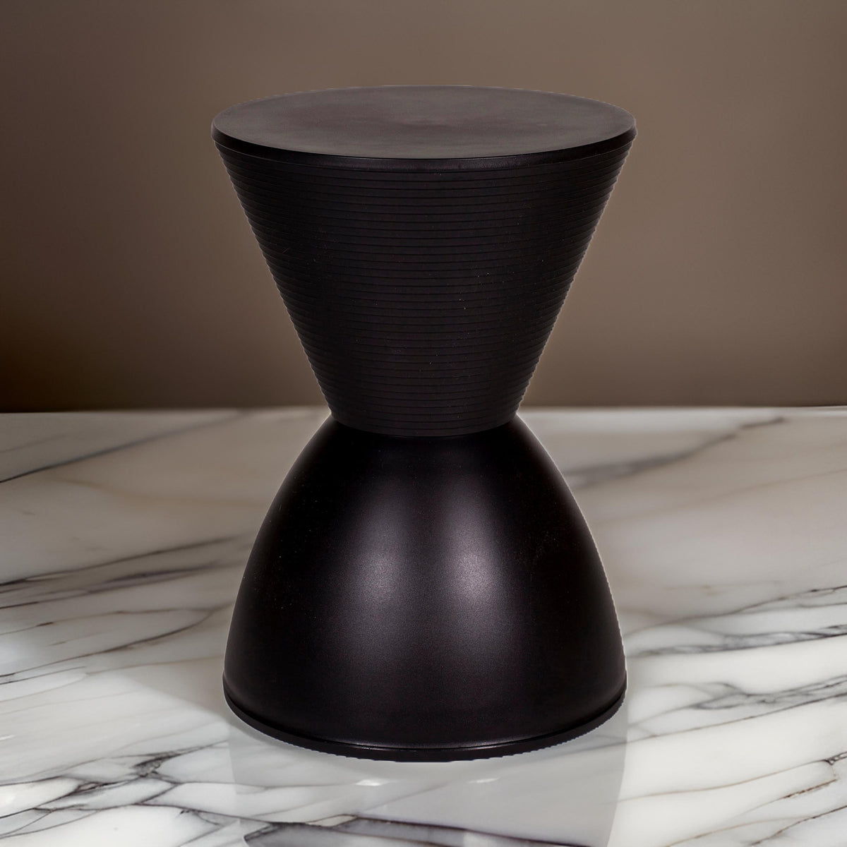 Hillary 17 Inch Side Table, Indoor Outdoor, Hourglass Shape, Finish – Black