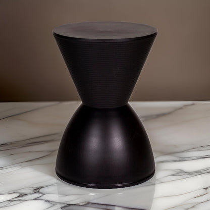 Hillary 17 Inch Side Table, Indoor Outdoor, Hourglass Shape, Finish – Black