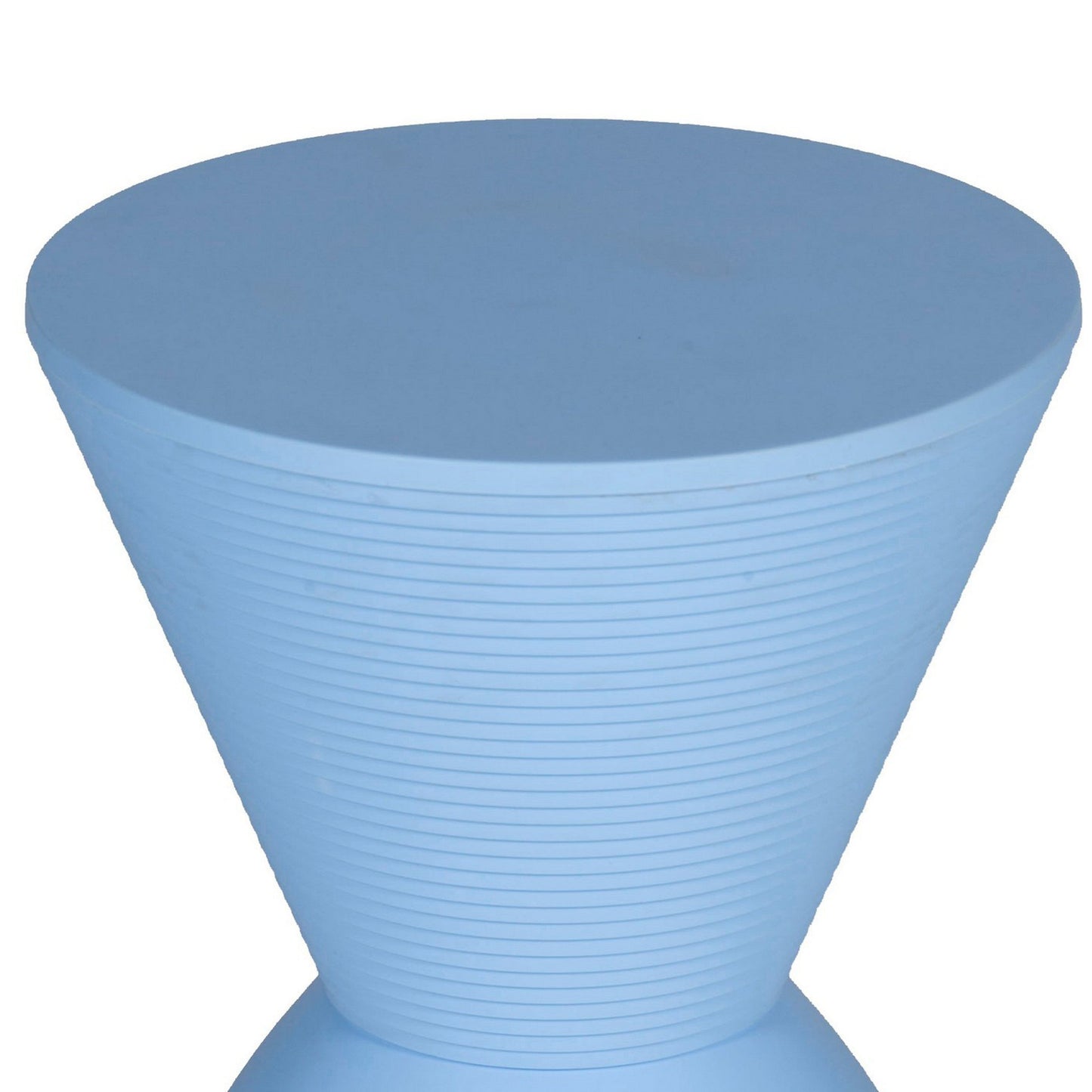 Hillary 17 Inch Side Table, Indoor Outdoor, Hourglass Shape, Blue Finish