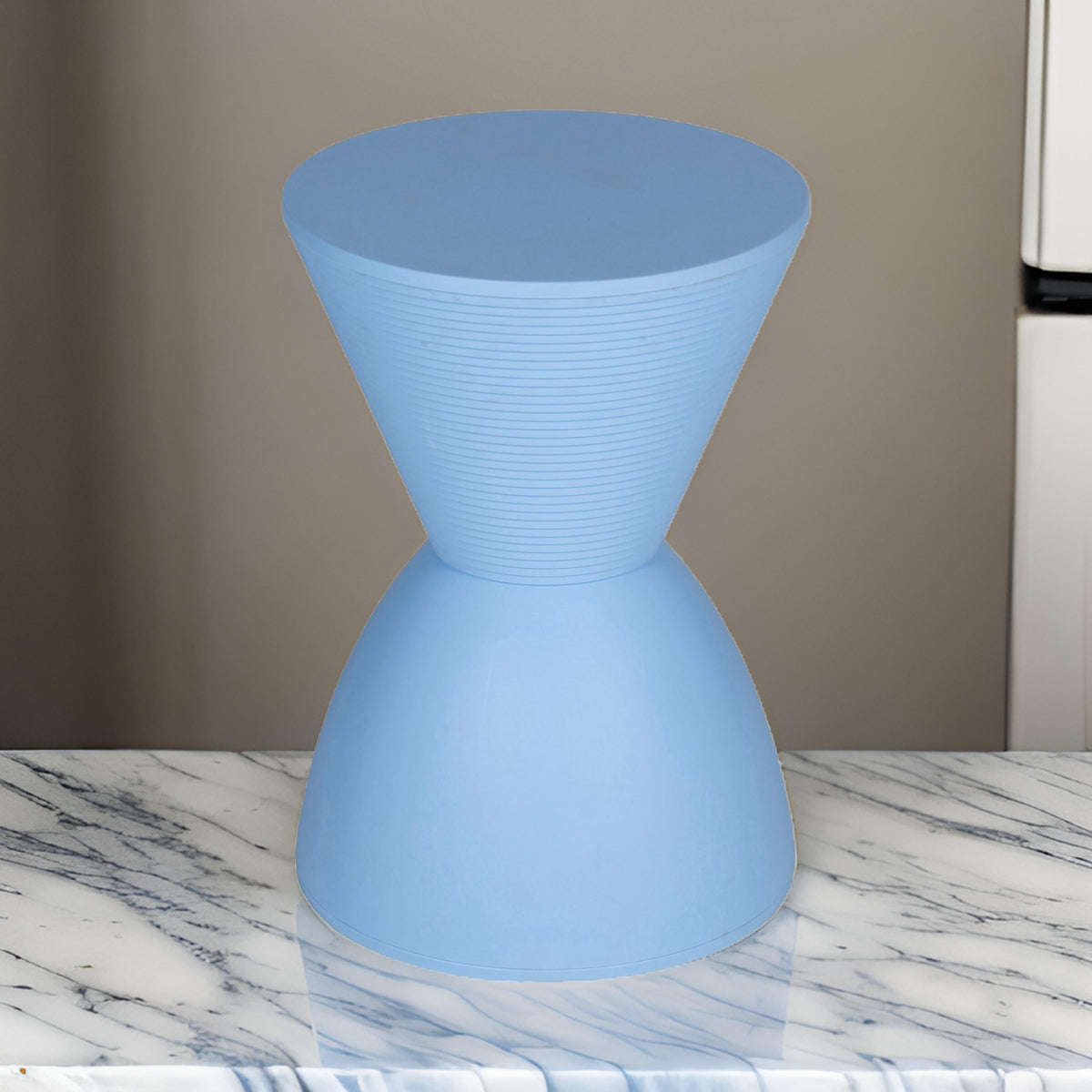 Hillary 17 Inch Side Table, Indoor Outdoor, Hourglass Shape, Finish – Blue