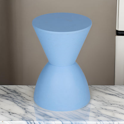 Hillary 17 Inch Side Table, Indoor Outdoor, Hourglass Shape, Finish – Blue