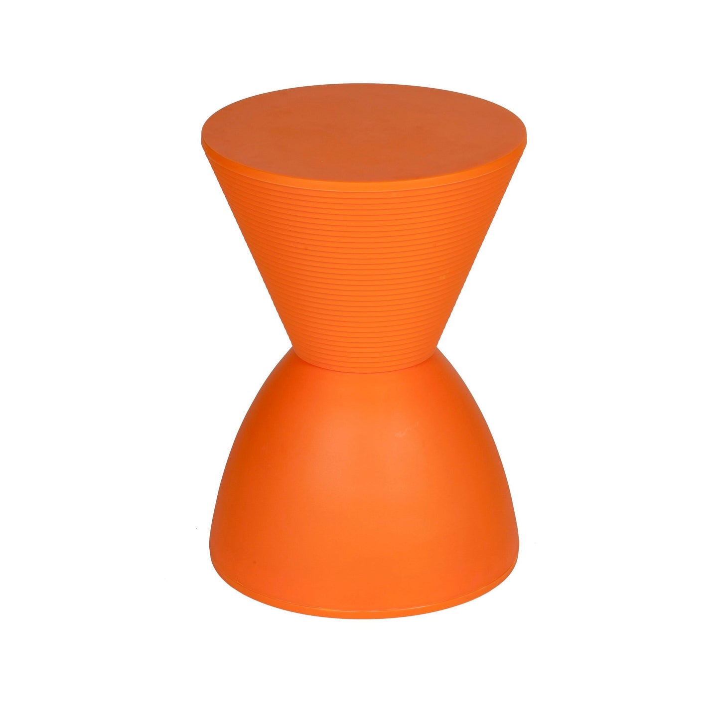 Hillary 17 Inch Side Table, Indoor Outdoor, Hourglass Shape, Orange Finish