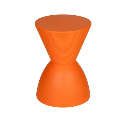 Hillary 17 Inch Side Table, Indoor Outdoor, Hourglass Shape, Orange Finish