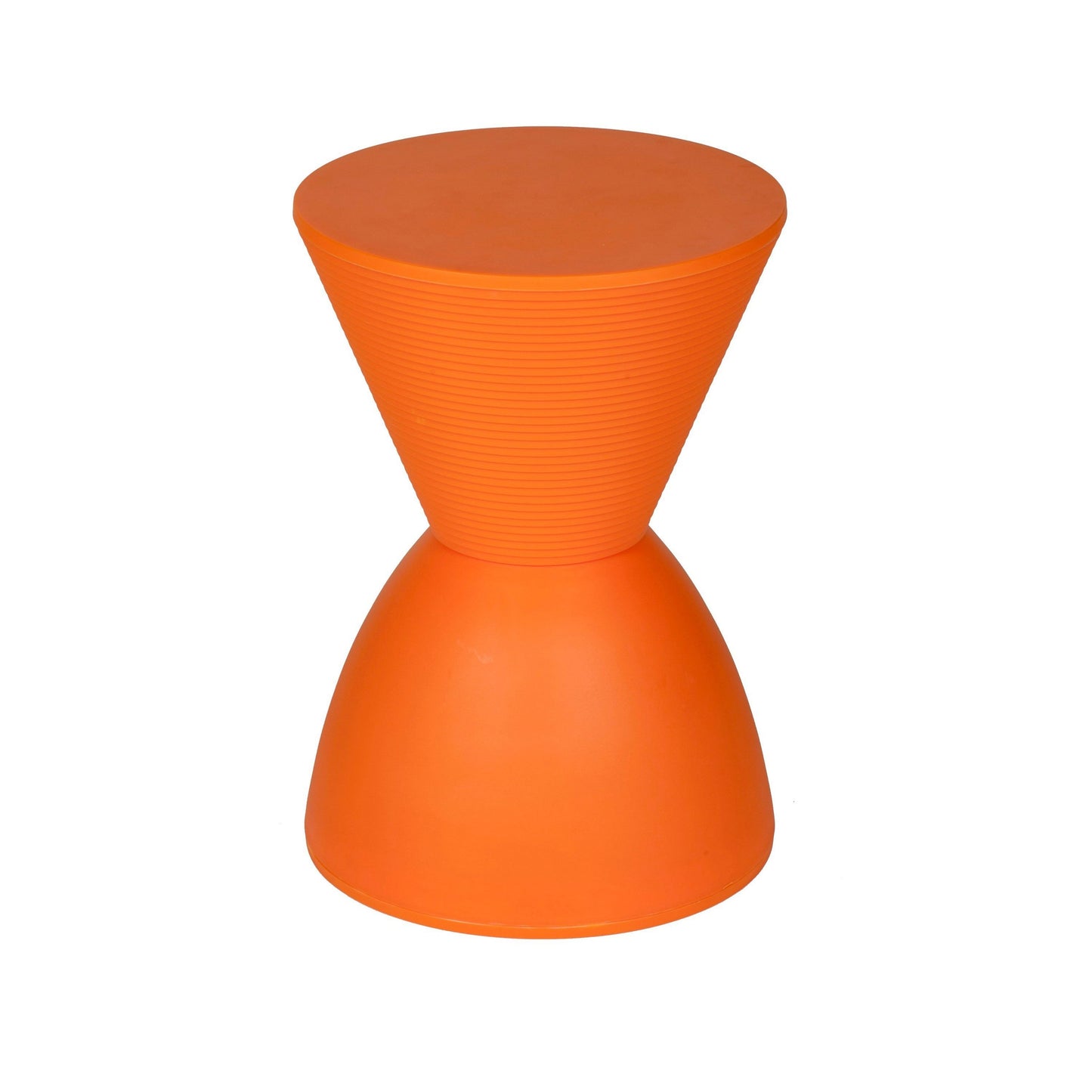 Hillary 17 Inch Side Table, Indoor Outdoor, Hourglass Shape, Orange Finish