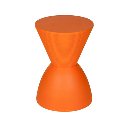 Hillary 17 Inch Side Table, Indoor Outdoor, Hourglass Shape, Orange Finish