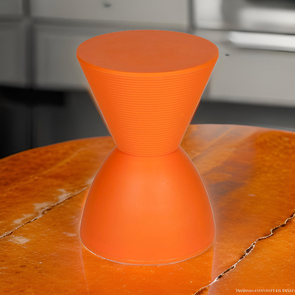 Hillary 17 Inch Side Table, Indoor Outdoor, Hourglass Shape, Orange Finish
