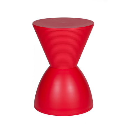 Hillary 17 Inch Side Table, Indoor Outdoor, Hourglass Shape, Red Finish