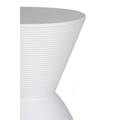Hillary 17 Inch Side Table, Indoor Outdoor, Hourglass Shape, White Finish