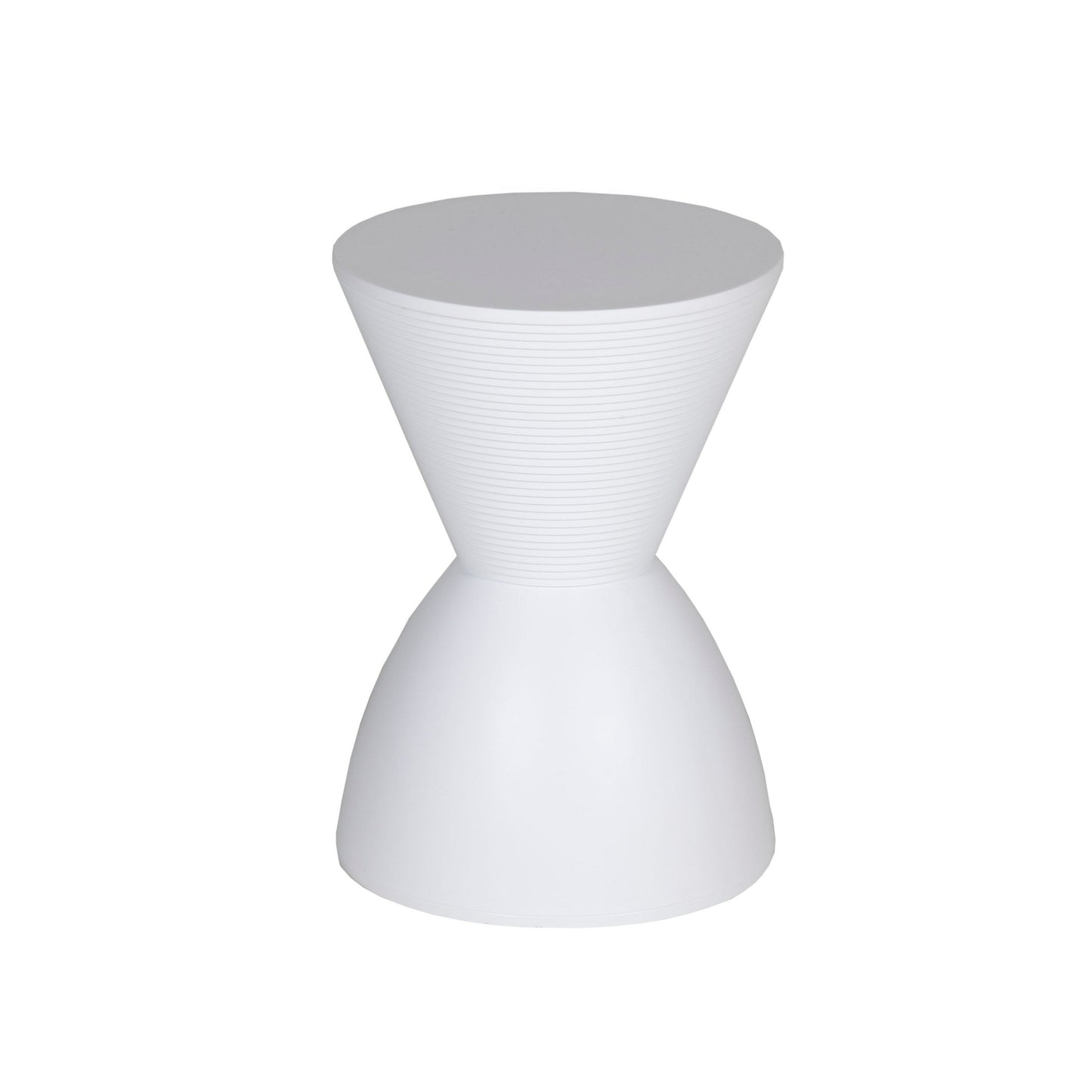 Hillary 17 Inch Side Table, Indoor Outdoor, Hourglass Shape, White Finish
