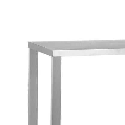 Tom 53 Inch Console, Rectangular Top, Square Legs, Chrome Brushed Metal