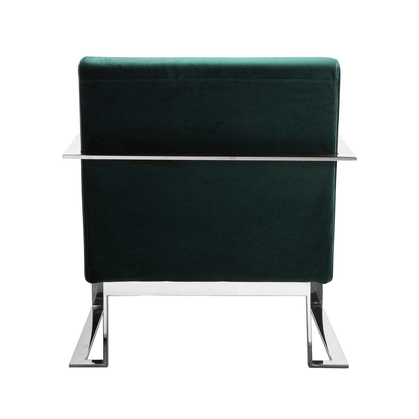 Boly 28 Inch Lounge Chair, Green Velvet, Foam Cushions, Chrome Steel Base