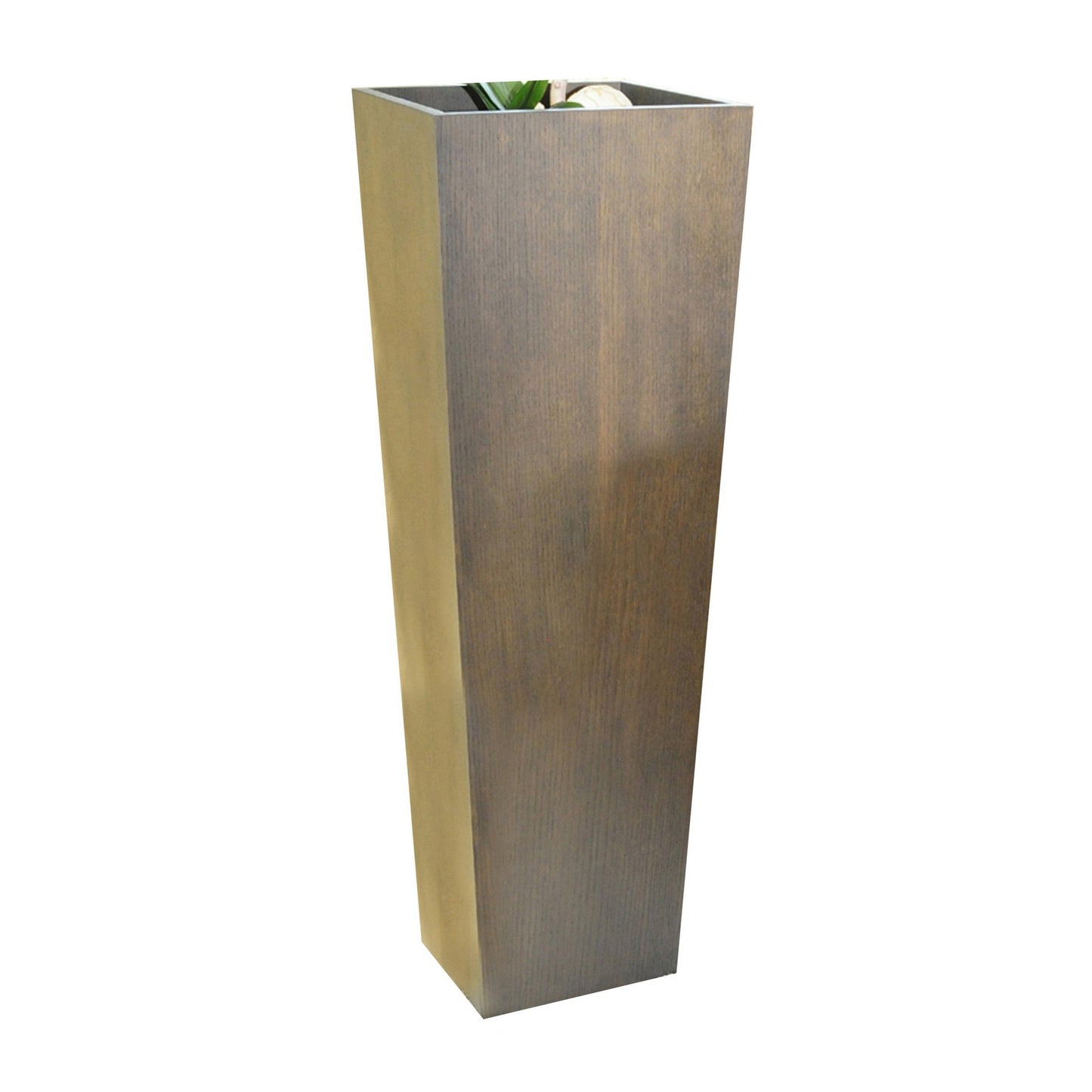 Jo 48 Inch Tall Flower Pot Planter, Hidden Indented Box, Dark Brown Veneer