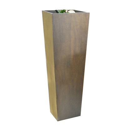 Jo 48 Inch Tall Flower Pot Planter, Hidden Indented Box, Dark Brown Veneer