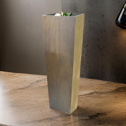 Jo 48 Inch Tall Flower Pot Planter, Hidden Indented Box, Dark Brown Veneer
