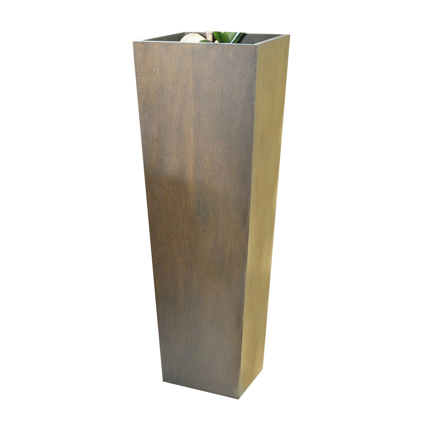 Jo 48 Inch Tall Flower Pot Planter, Hidden Indented Box, Dark Brown Veneer