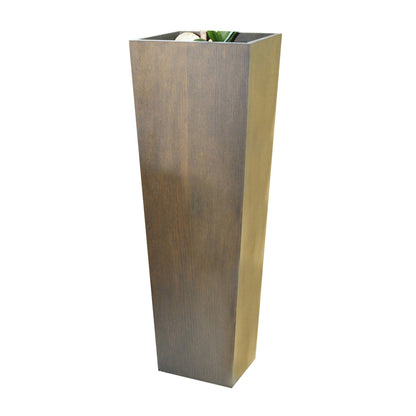 Jo 48 Inch Tall Flower Pot Planter, Hidden Indented Box, Dark Brown Veneer
