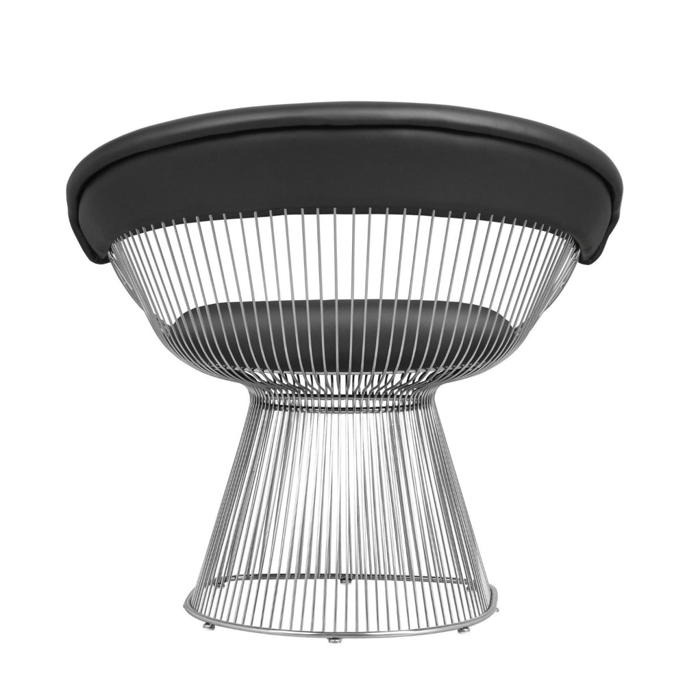 Mimi 27 Inch Accent Armchair, Black Faux Leather, Foam Cushions, Steel Wire