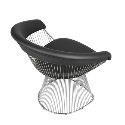 Mimi 27 Inch Accent Armchair, Black Faux Leather, Foam Cushions, Steel Wire