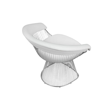 Mimi 27 Inch Accent Armchair, White Faux Leather, Foam Cushion, Steel Wire