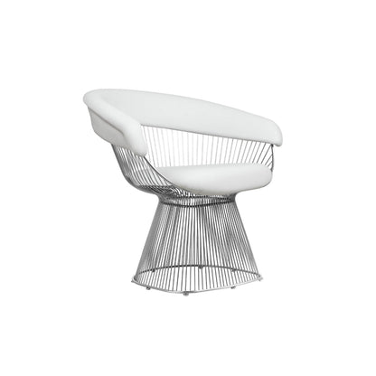 Mimi 27 Inch Accent Armchair, White Faux Leather, Foam Cushion, Steel Wire