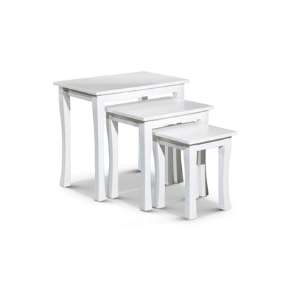 Yoni 3 Piece Nesting Side Table Set, Square, Flared Legs, White Wood Finish