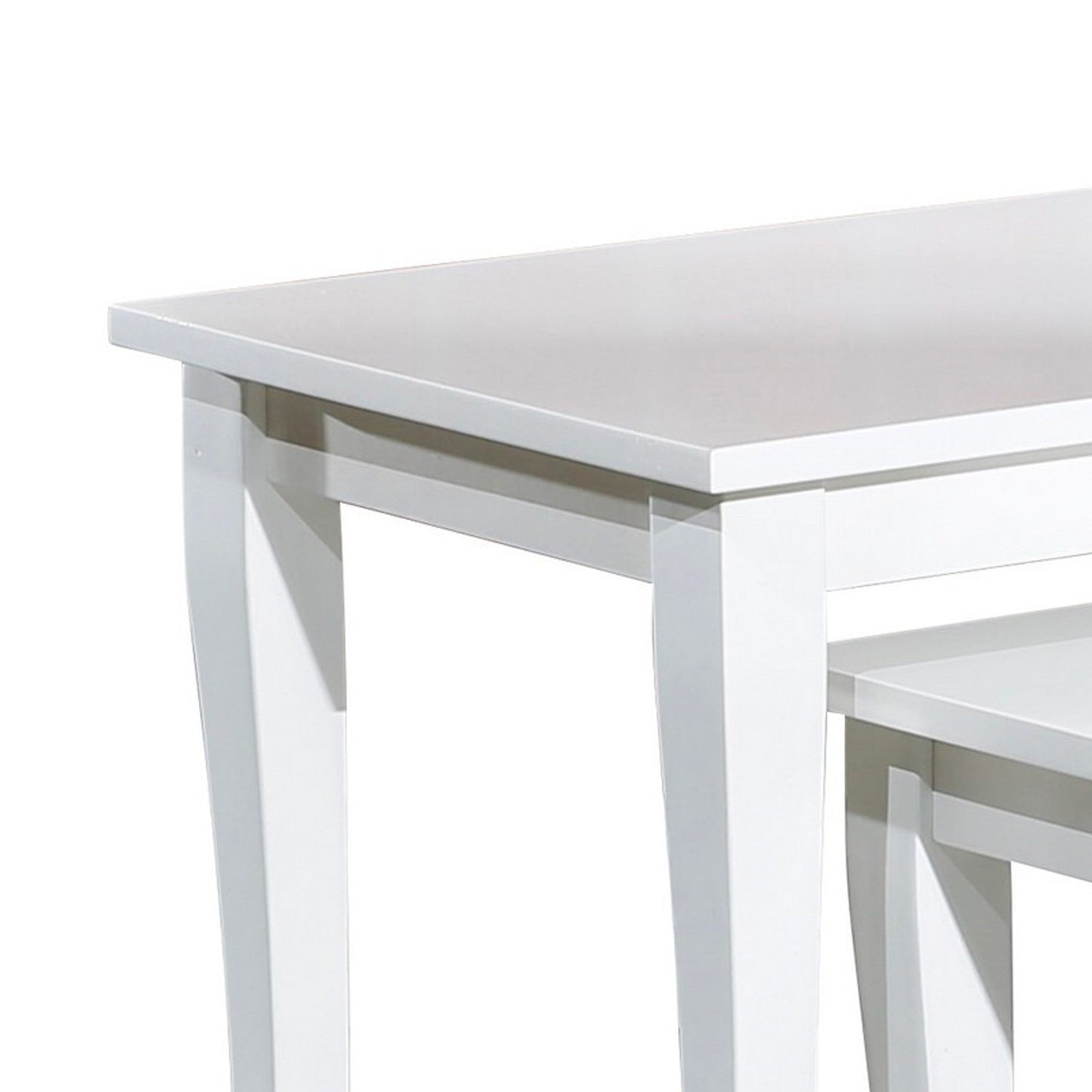 Yoni 3 Piece Nesting Side Table Set, Square, Flared Legs, White Wood Finish