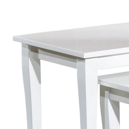 Yoni 3 Piece Nesting Side Table Set, Square, Flared Legs, White Wood Finish