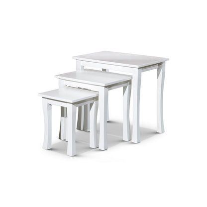 Yoni 3 Piece Nesting Side Table Set, Square, Flared Legs, White Wood Finish