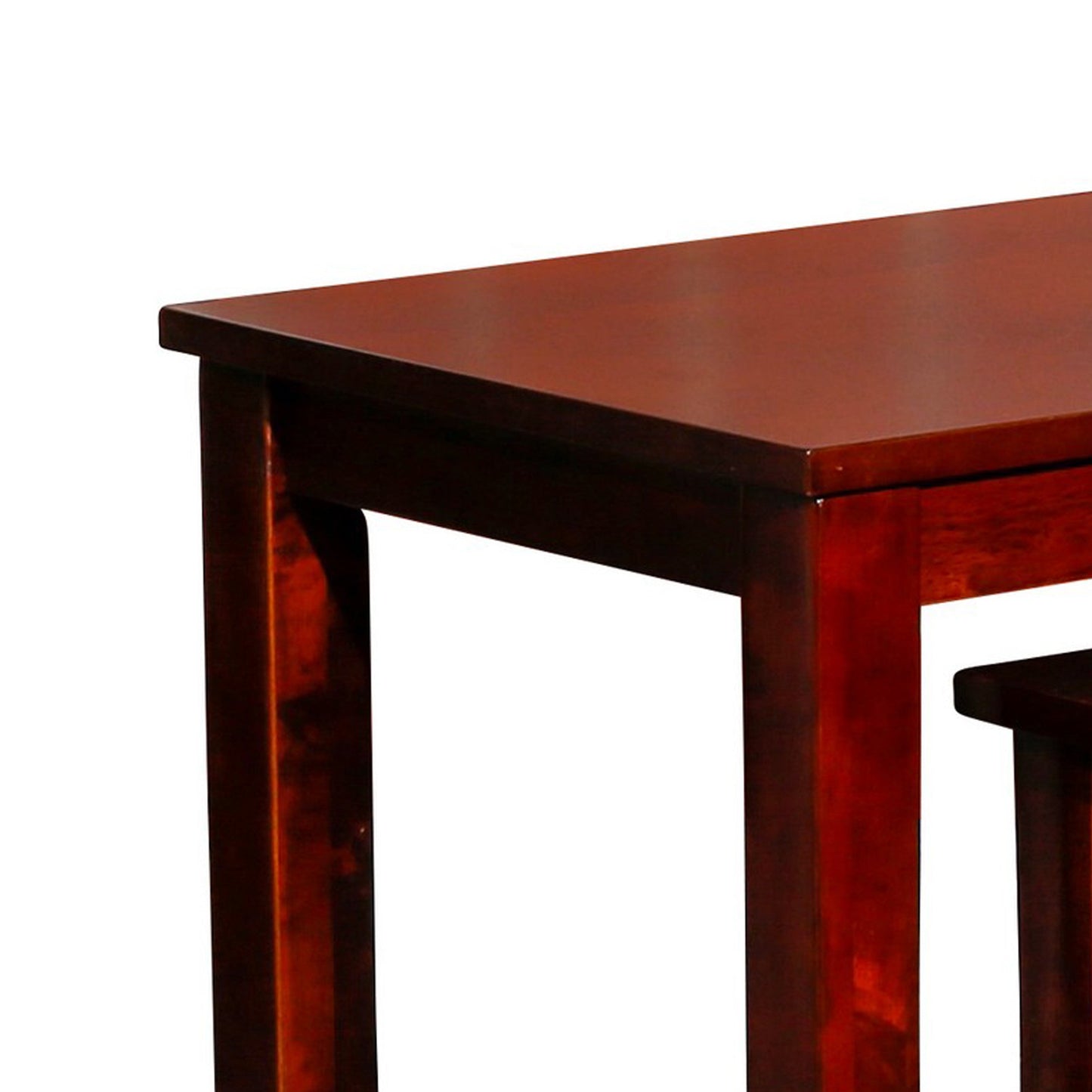 Yoni 3 Piece Nesting Side Table Set, Square, Flared Legs, Cherry Brown Wood