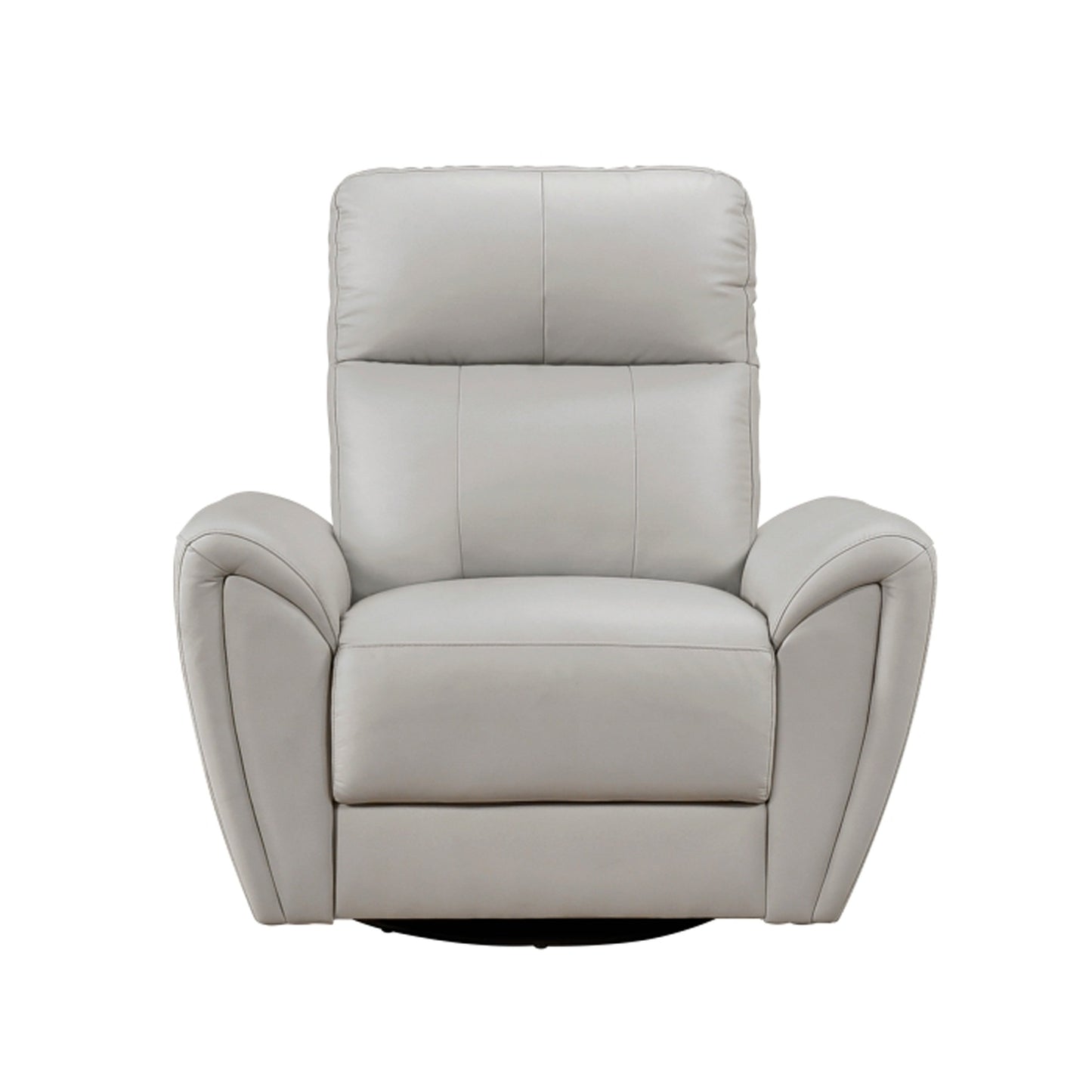 Jessica 39 Inch Swivel Glider Chair, Gray, Top Grain Leather, Solid Wood