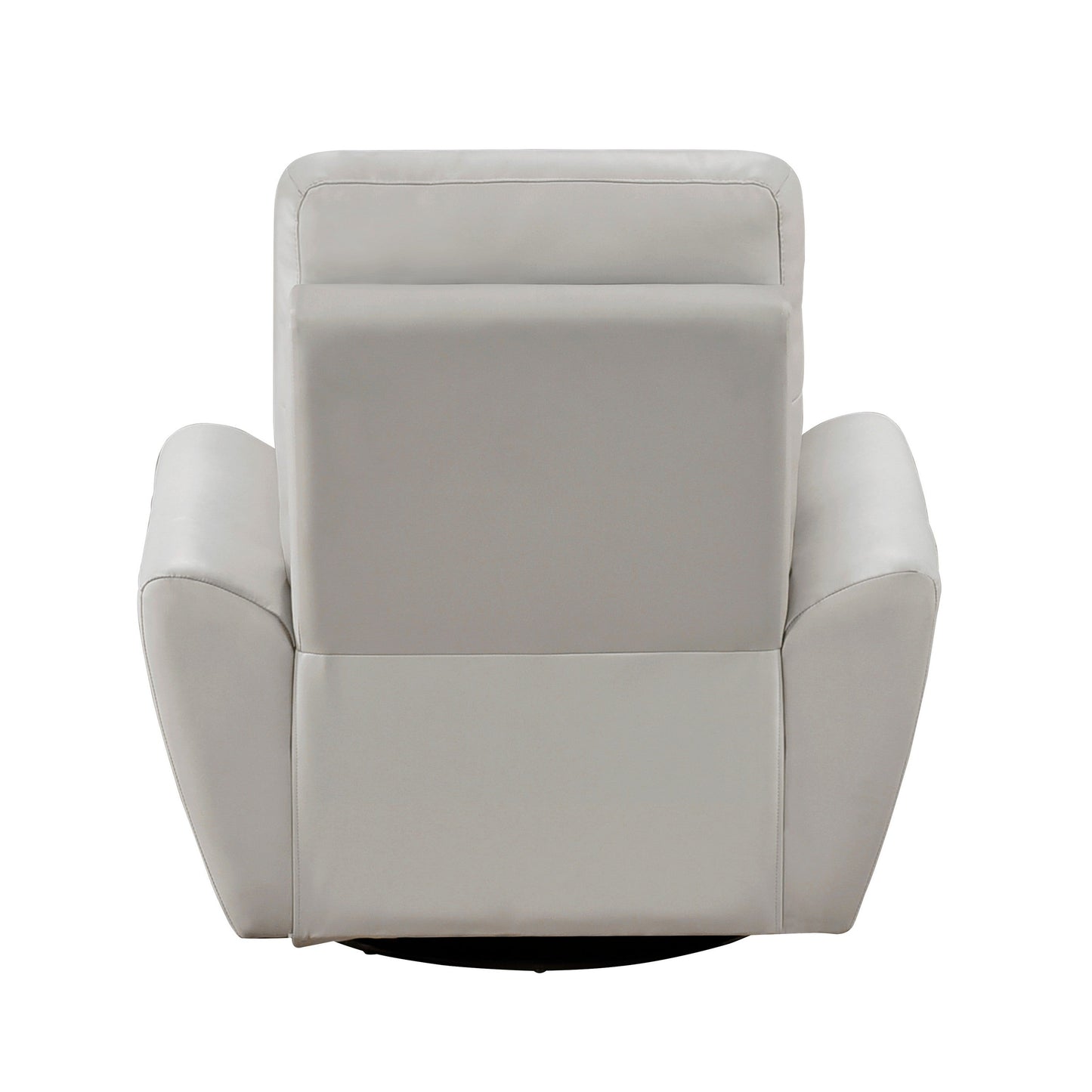 Jessica 39 Inch Swivel Glider Chair, Gray, Top Grain Leather, Solid Wood