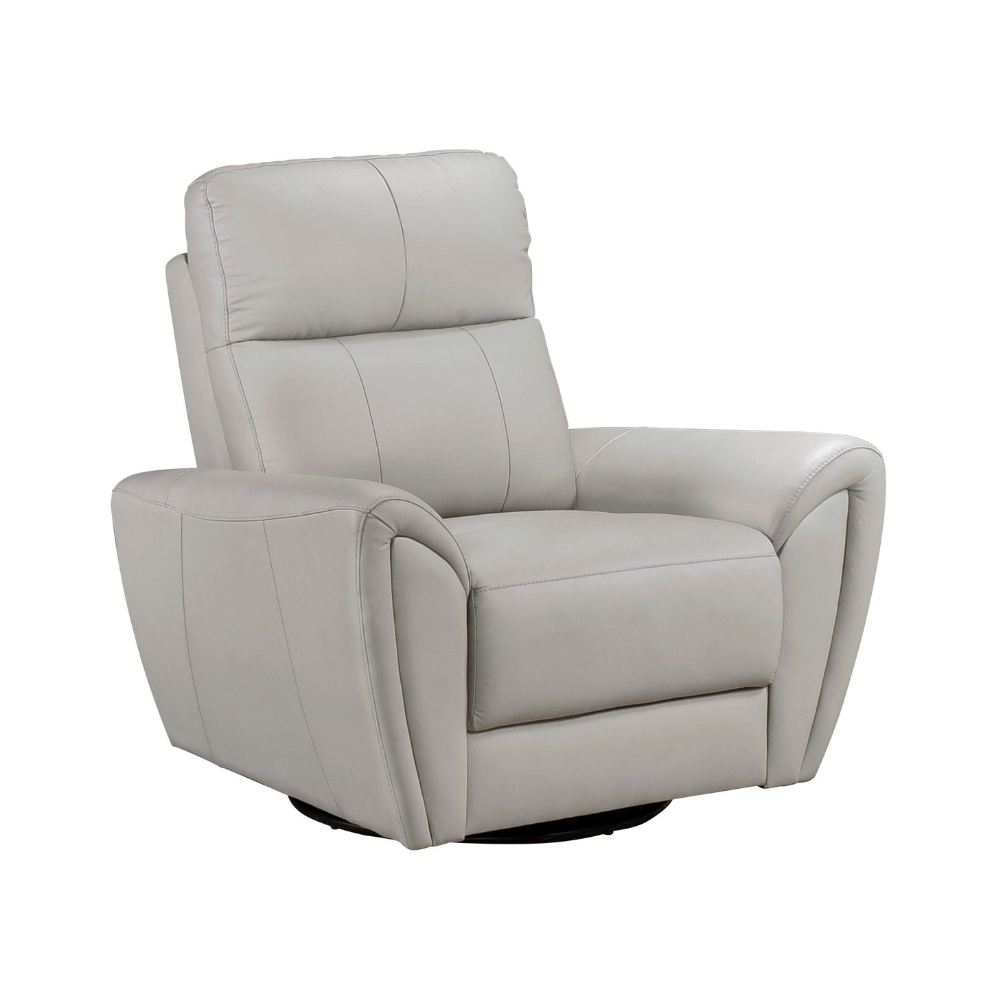 Jessica 39 Inch Swivel Glider Chair, Gray, Top Grain Leather, Solid Wood