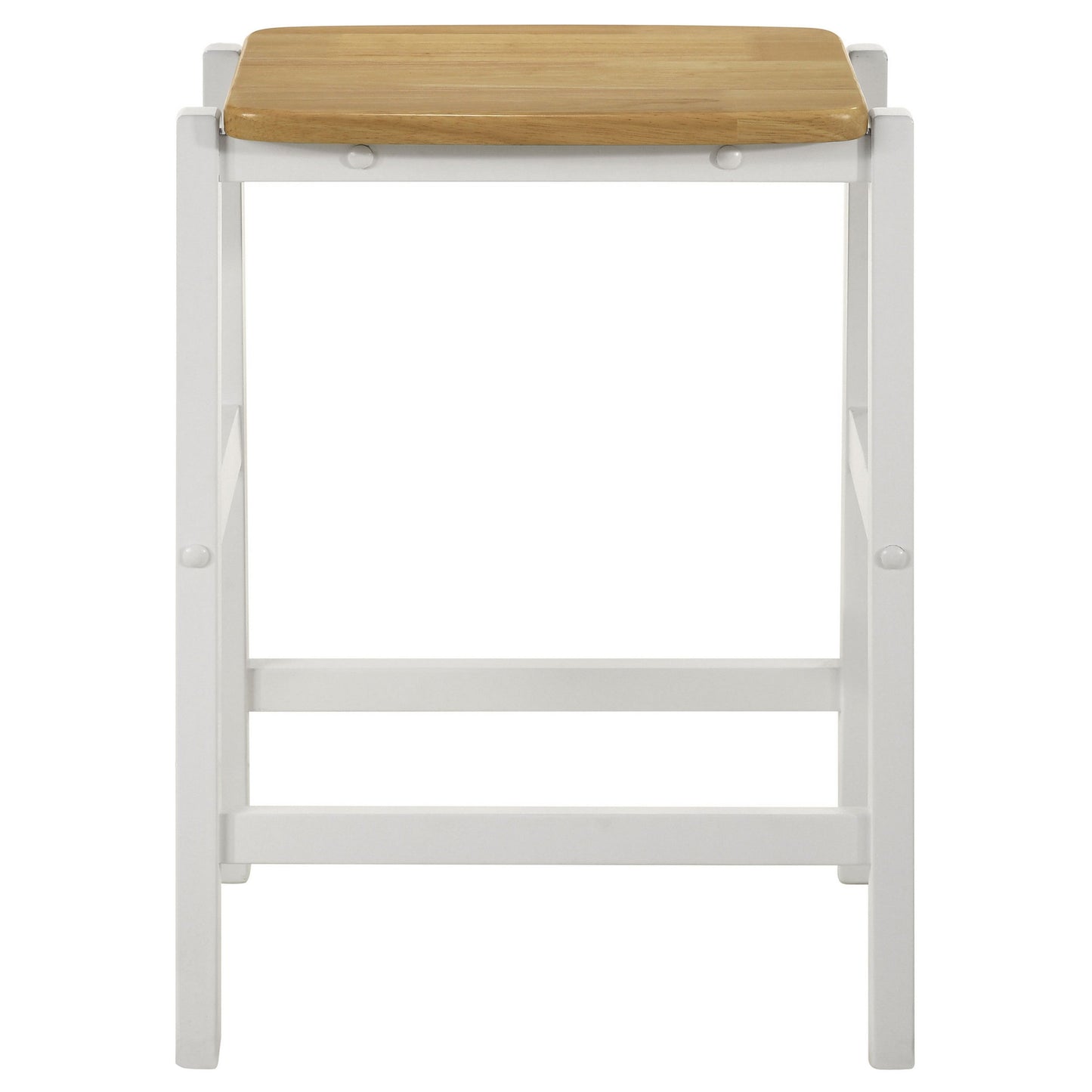 Hoa 24 Inch Counter Height Stool Set of 2, Footrest, White Brown Solid Wood
