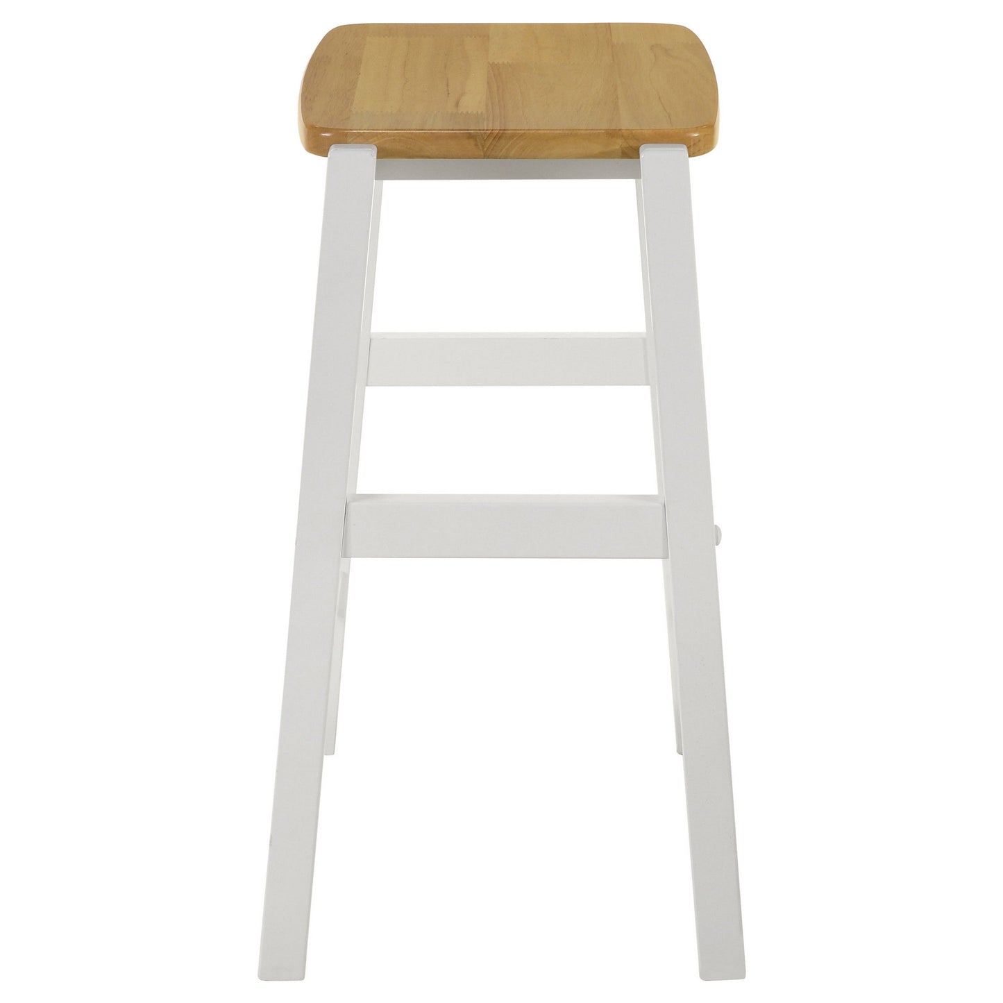 Hoa 24 Inch Counter Height Stool Set of 2, Footrest, White Brown Solid Wood