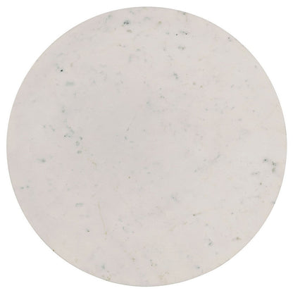 Wolu 30 Inch Coffee Table, White Marble Round Top, Natural Brown Mango Wood