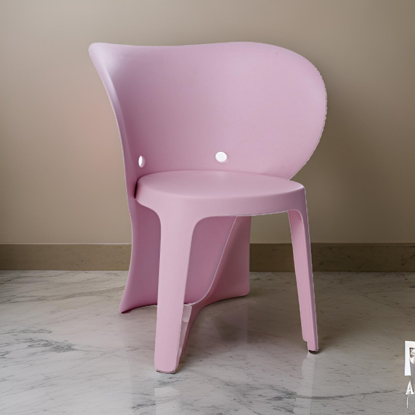 Fyna 16 Inch Kids Chair with Curved Back, Set of 4, Elephant Trunk Design, Pink
