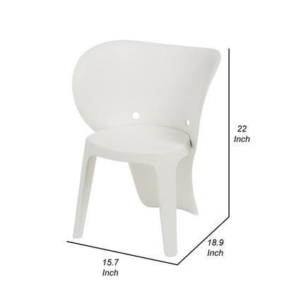 Fyna 16 Inch Kids Chair with Curved Back, Set of 4, Elephant Trunk Design, White
