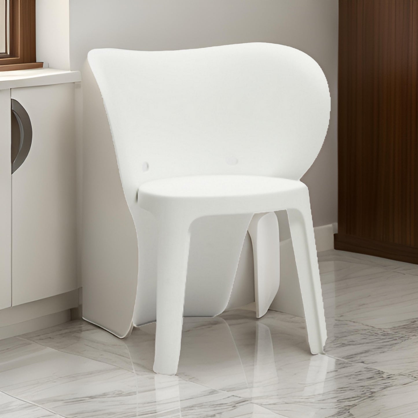 Fyna 16 Inch Kids Chair with Curved Back, Set of 4, Elephant Trunk Design, White