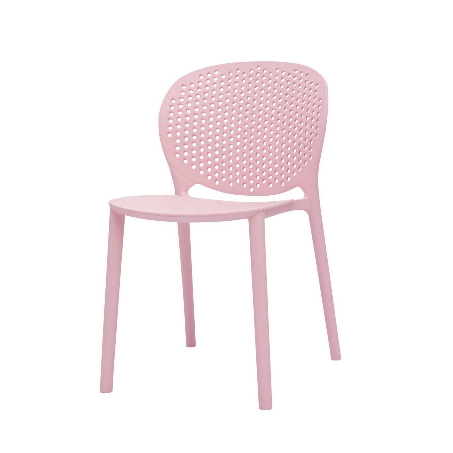 Gyna 14 Inch Kids Side Chair, Round Dotted Backrest, Set of 4, Armless, Pink