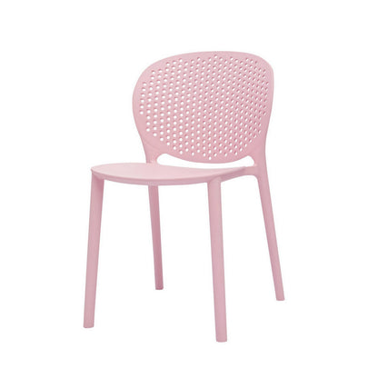 Gyna 14 Inch Kids Side Chair, Round Dotted Backrest, Set of 4, Armless, Pink