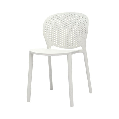Gyna 14 Inch Kids Side Chairs, Set of 4, Round Dotted Backrest, Armless, White