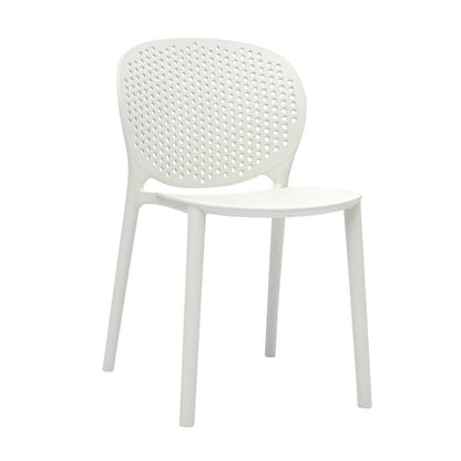 Gyna 14 Inch Kids Side Chairs, Set of 4, Round Dotted Backrest, Armless, White