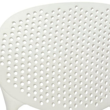 Gyna 14 Inch Kids Side Chairs, Set of 4, Round Dotted Backrest, Armless, White