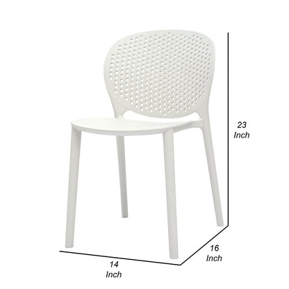Gyna 14 Inch Kids Side Chairs, Set of 4, Round Dotted Backrest, Armless, White