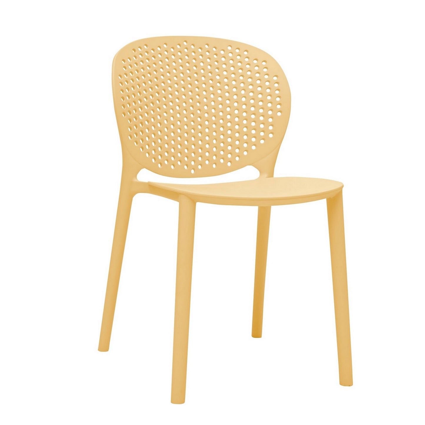 Gyna 14 Inch Kids Side Chair, Round Dotted Backrest, Set of 4, Armless, Yellow