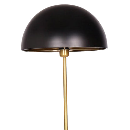 62 Inch Floor Lamp, Umbrella Dome Style Shade, Round Black Base, Gold Metal