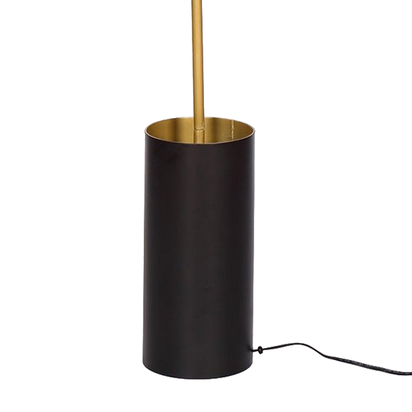 62 Inch Floor Lamp, Umbrella Dome Style Shade, Round Black Base, Gold Metal
