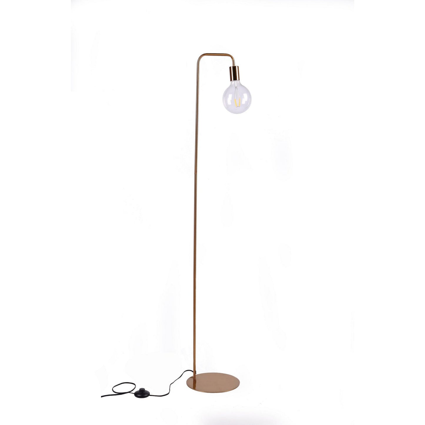 59 Inch Floor Lamp, Downlight Spherical Glass Light, Round Base, Brass