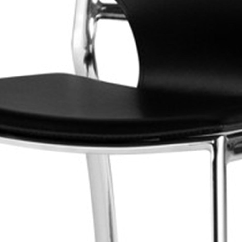 Jan 25 Inch Counter Height Chairs, Set of 2, Gray Faux Leather, Chrome Metal Legs