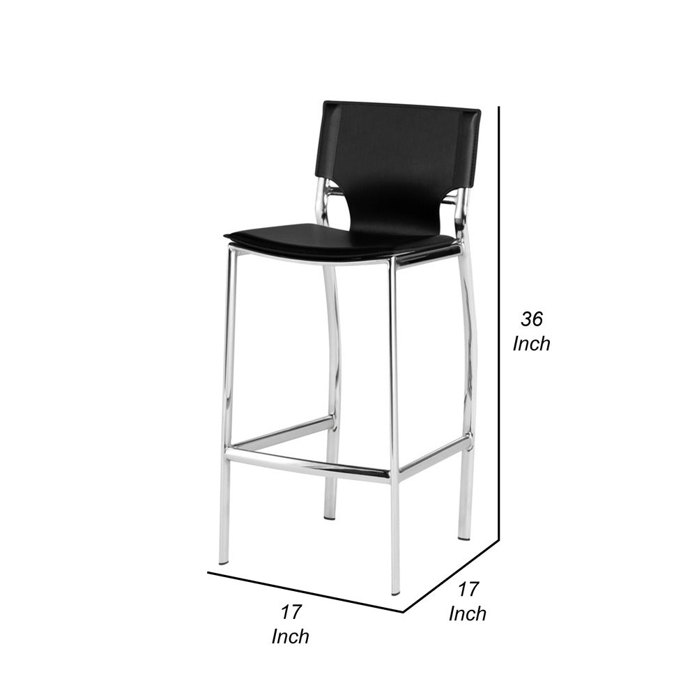 Jan 25 Inch Counter Height Chairs, Set of 2, Gray Faux Leather, Chrome Metal Legs